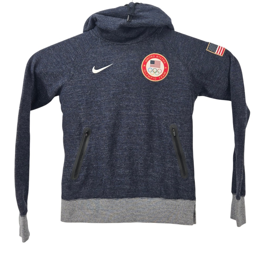 Nike United States Olympics Team Hoodie USA Womens Small Blue Pro Athlete Wool